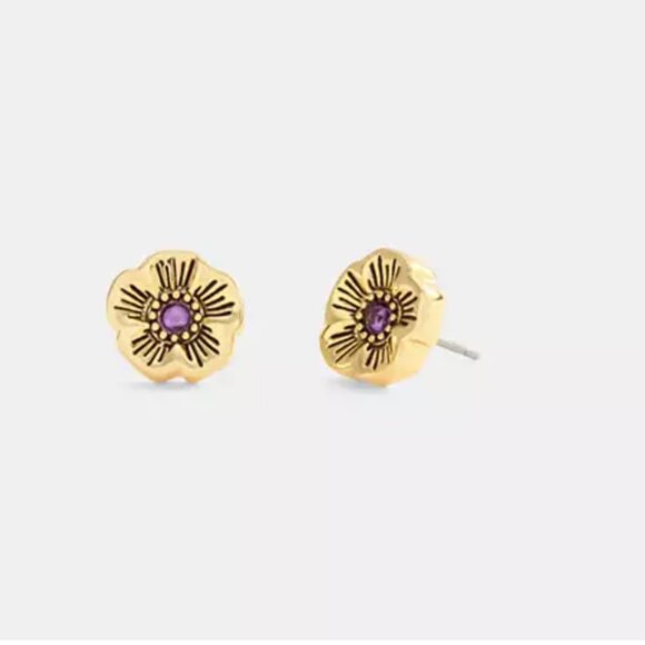 Coach Jewelry - Coach Tea Rose Stone Stud Earrings